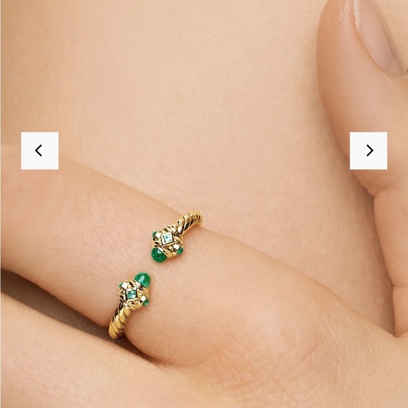 David Yurman Authentic Renaissance Ring 18k Gold with Green Emeralds (NWT) - Picture 5 of 8